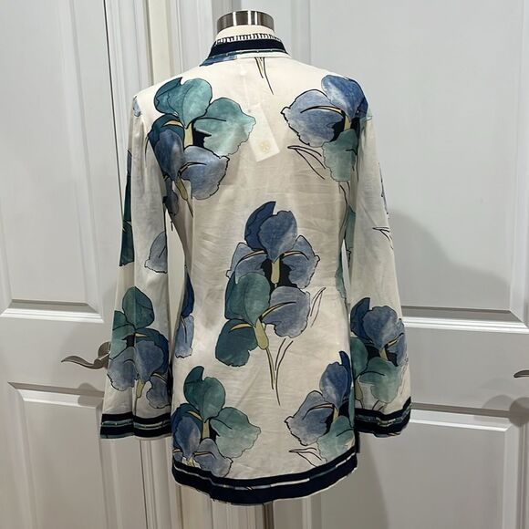New! Tory Burch Iris Floral Prints Kaftan Tunic Top Size 8 100% Cotton NWT - Picture 6 of 16
